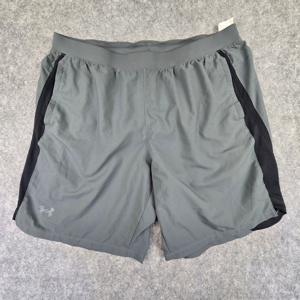 Under Armour Shorts Men XXL Gray Fitted HeatGear Mesh Trim Pockets 1361494